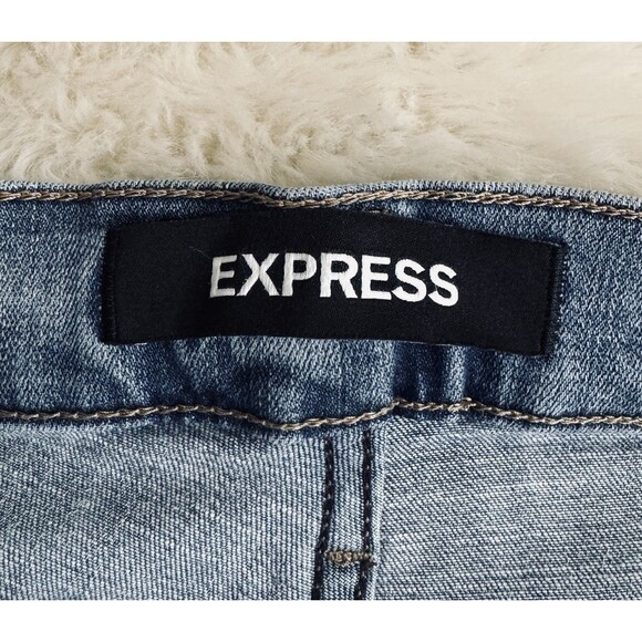 Express Ankle Legging Mid Rise Jeans 4 (28x26.5) Blue Distressed Stretch Womens - Picture 4 of 10
